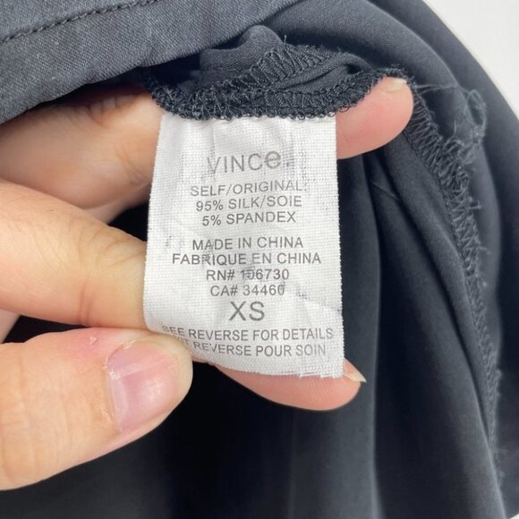 Vince Half Placket Grey Silk Tunic long sleeve vneck blouse - Picture 11 of 14